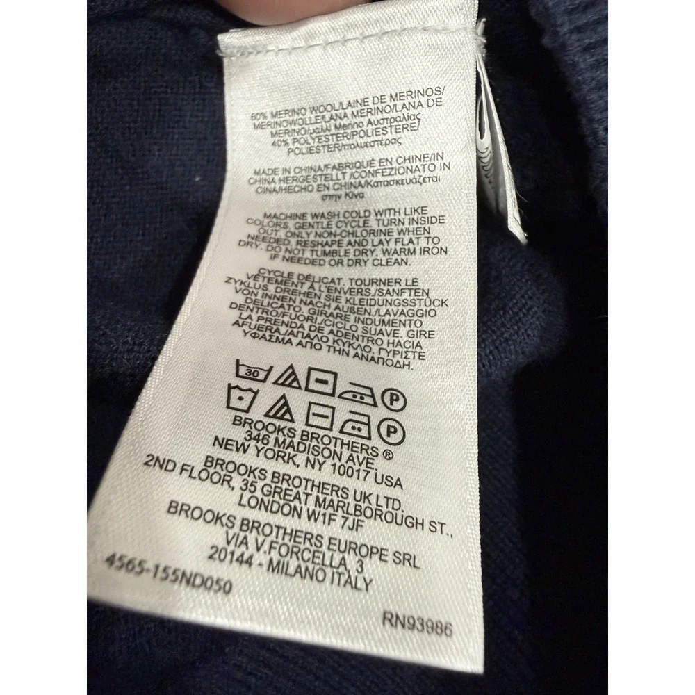 Brooks Brothers Wool Blend‎ 1/4 Zip Mock Neck Sweater Men's L Gray Stripes